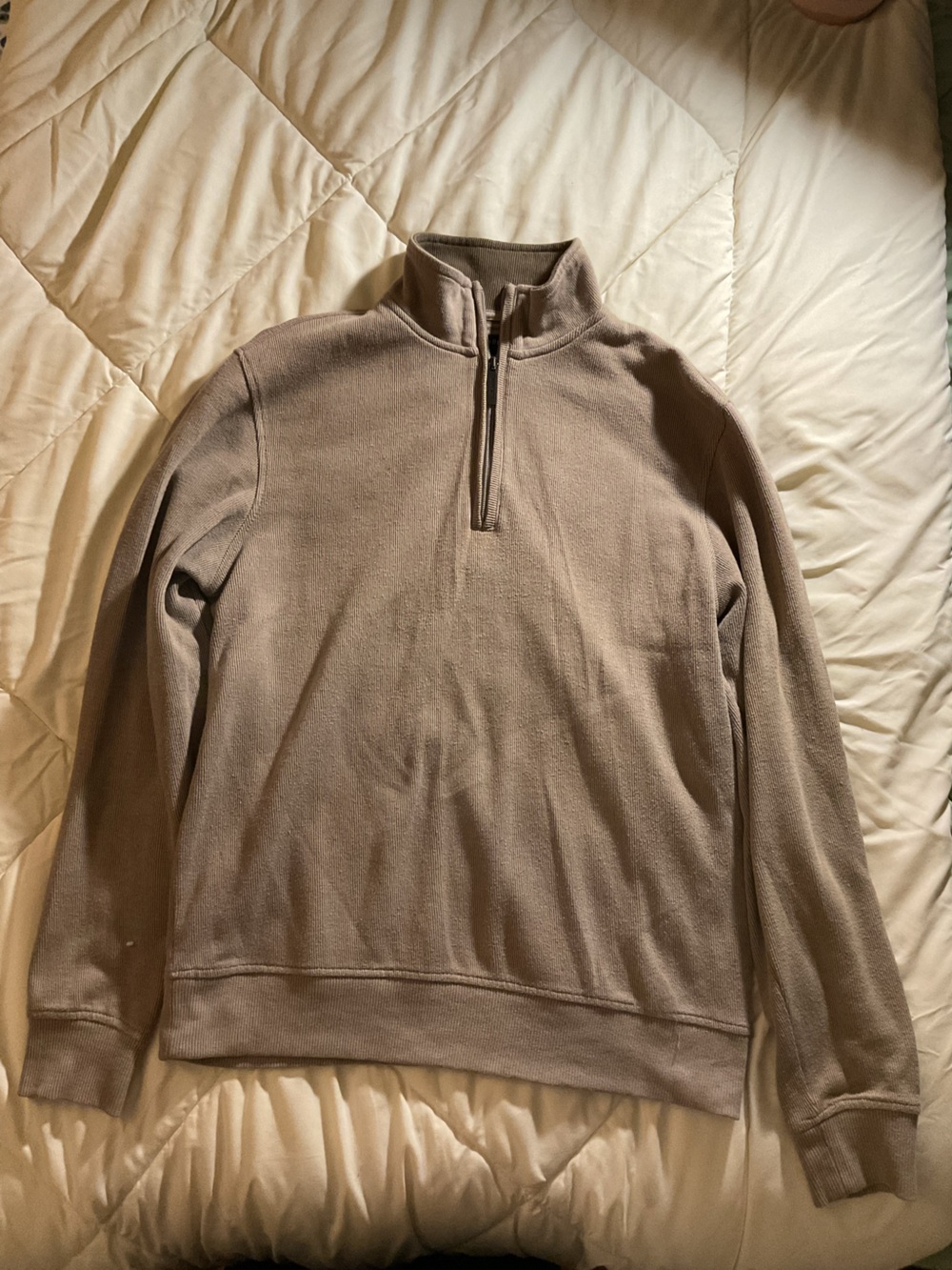 Van Heusen Men's Quarter-Zip Fleece Sweater Taupe